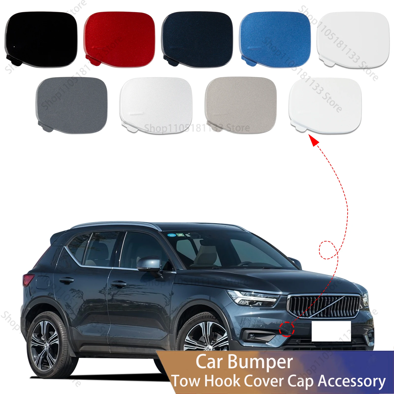 For Volvo XC40 2018-2022 Front Bumper Tow Hook Cover 39847993 Durable ABS Plastic Professional Installation Set