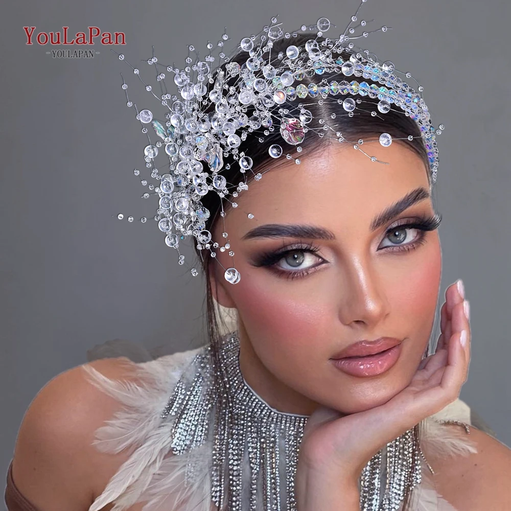 

YouLaPan Wedding Bridal Headband Crystal Hair Band Handmade Headwear Luxury Hair Jewelry Tiara Beautiful Bride Headdress HP901