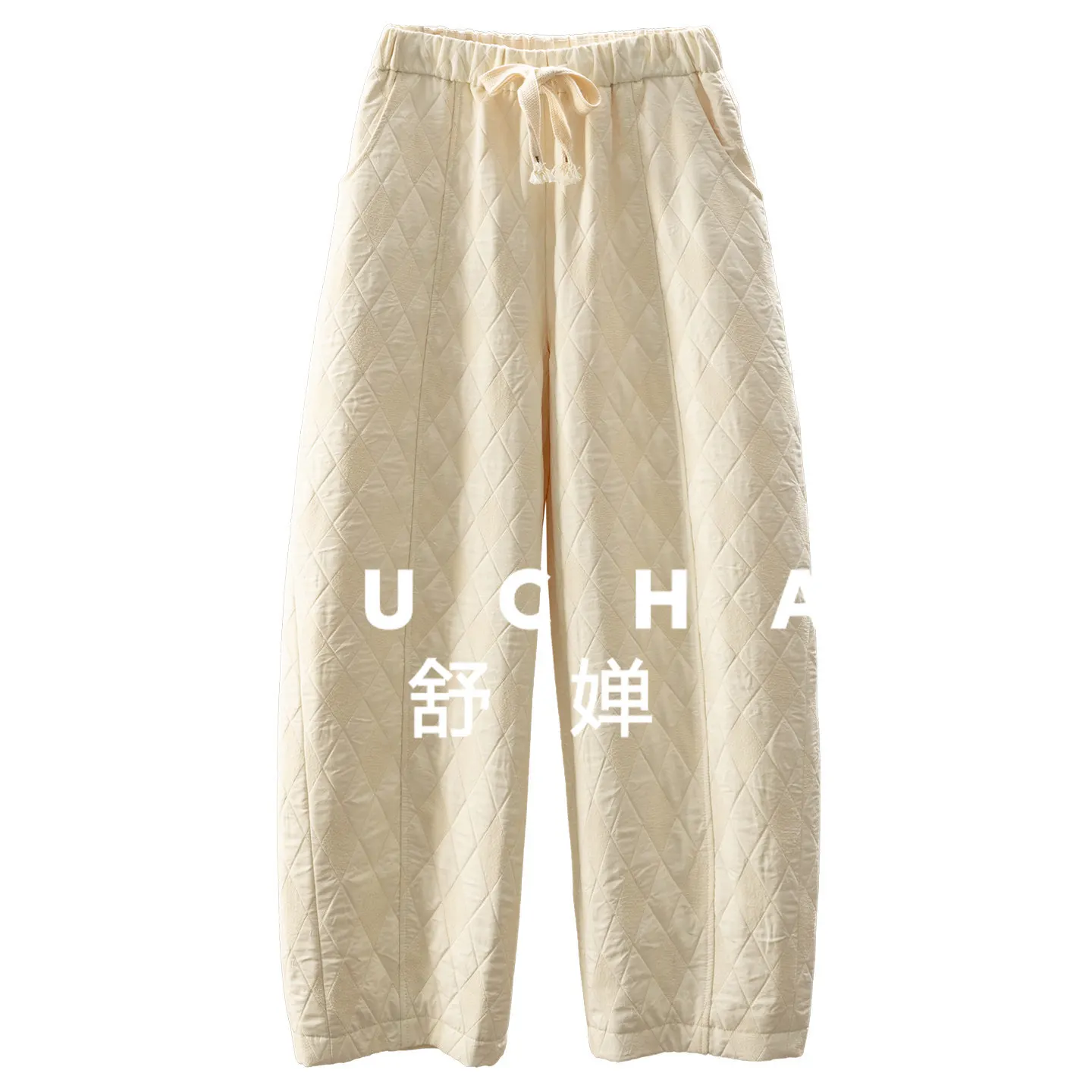 

winter High-style Rhombus Sickle Banana Cotton Pants Women's 87E9 Pantalon Pour Femme Trousers Women