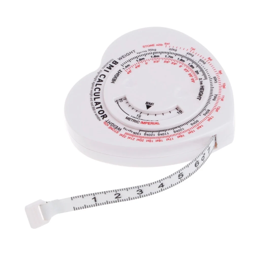 1 5m BMI Calculator Tape Measure Body Assessment Waist to Hip Ratio Obesity Risk Push Button Retraction Colored Tape