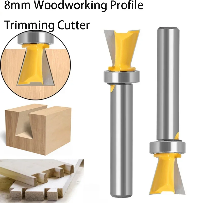 

Woodworking Bearing Trimmer 8mm Shank Alloy Straight Edge Milling Trimming Cutter Router Bit Engraving Machine Slotting Tool