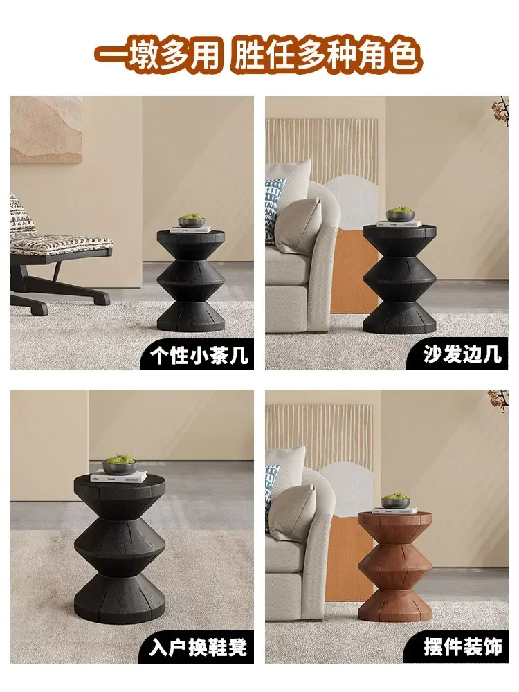 Retro sofa, small side table, small unit, household bedside table, living room, Nordic medieval creative original wooden stool