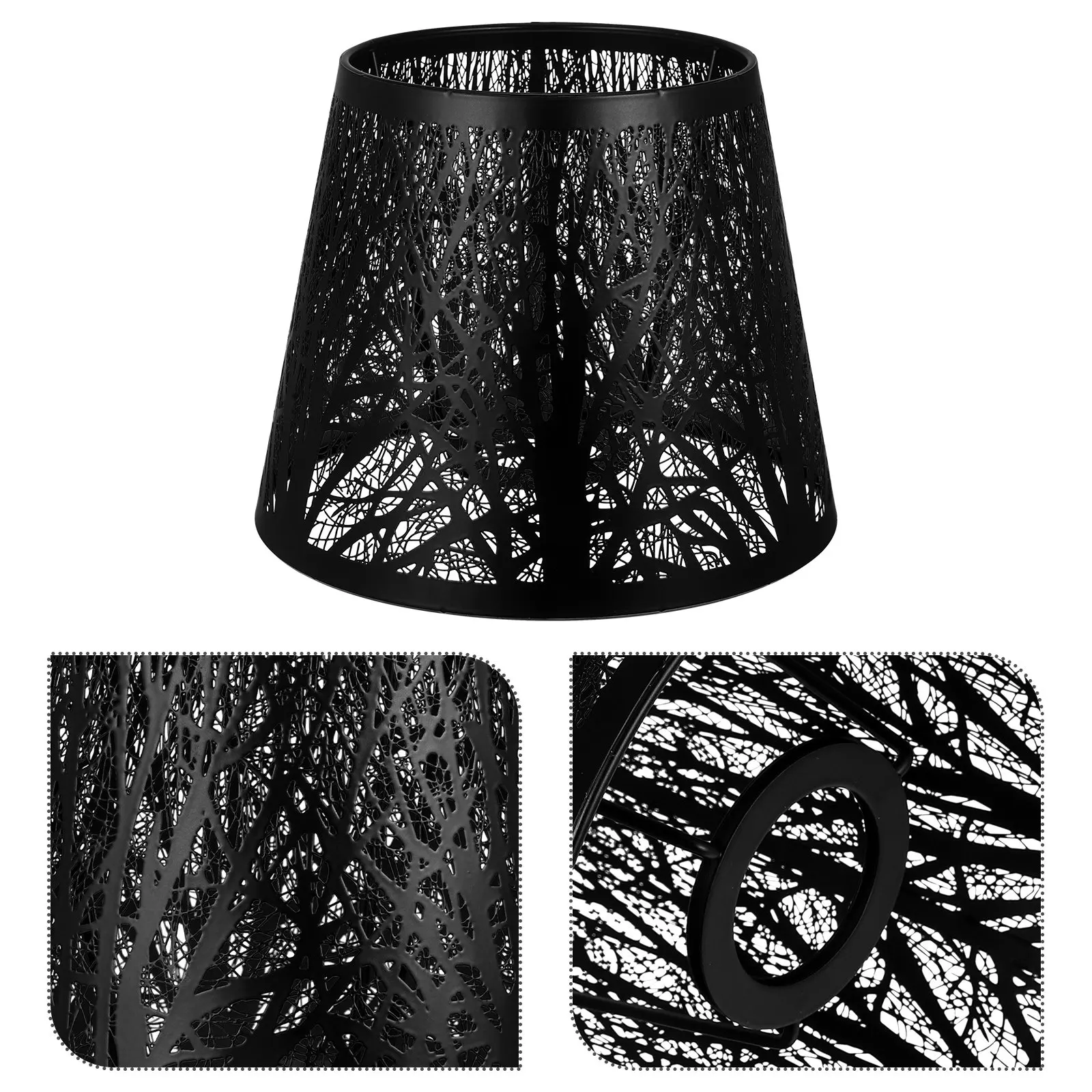 E27 Lampshade Iron Tree Shadow Cover Black Durable Decorative Table Lamp Cover Soft Light Practical Lighting Accessories