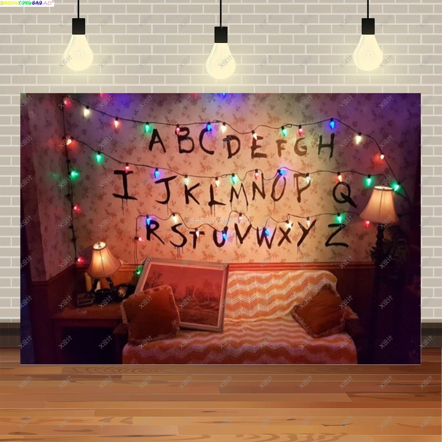 American TV Stranger Luminous Letter String Photography Backdrops Prop Alphabet Light Baby Birthday Party Background ZZ-06