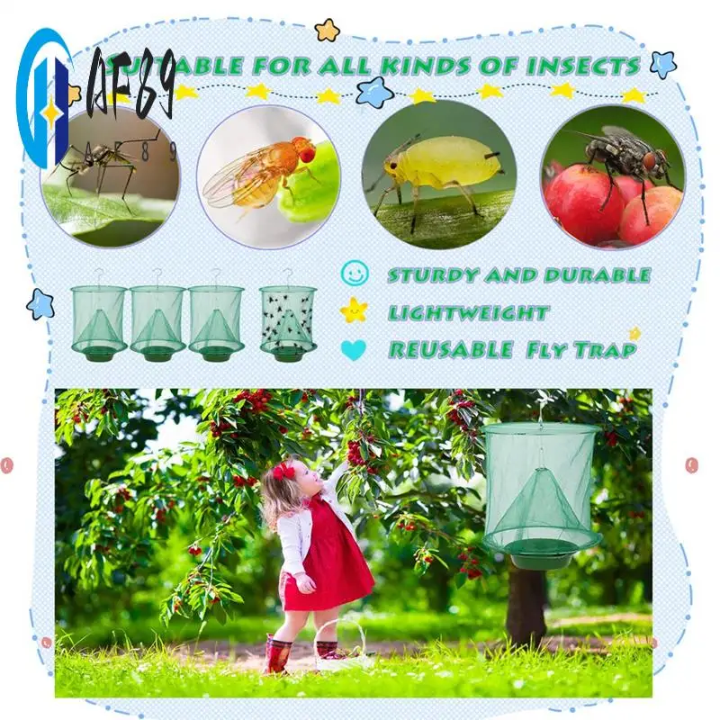 

AF89-8PCS Ranch Fly Traps - Reusable Fly Traps With Bait-Tray Outdoor Indoor Hanging, Stable Horse Fly Catcher Cage