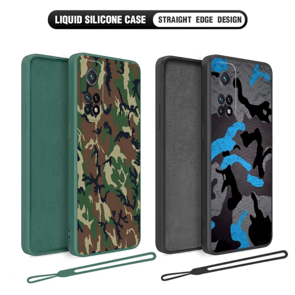 Camouflage Camo Phone Case For Xiaomi Redmi Note 12 11 10 10S 9T 9 8 7 Pro Plus 10C 9A 9C 9T 4G 5G Cover With Hand Strap