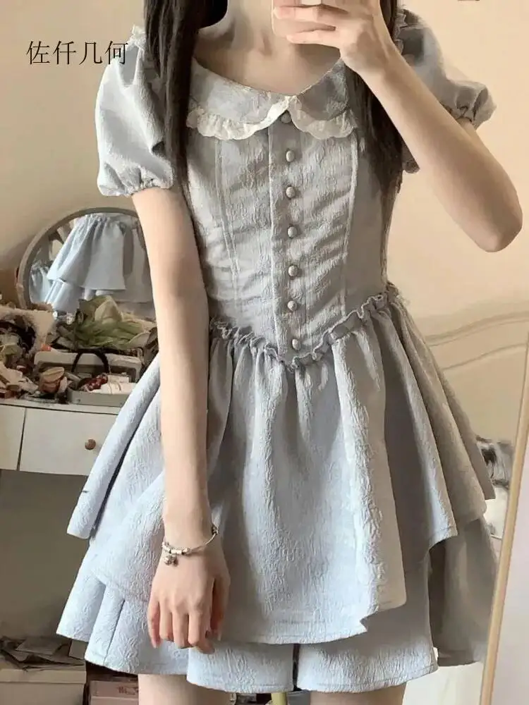 

Платье в стиле принцессы, женское летнее бальное платье с воротником Питера Пэна, новый дизайн, юбка, женская