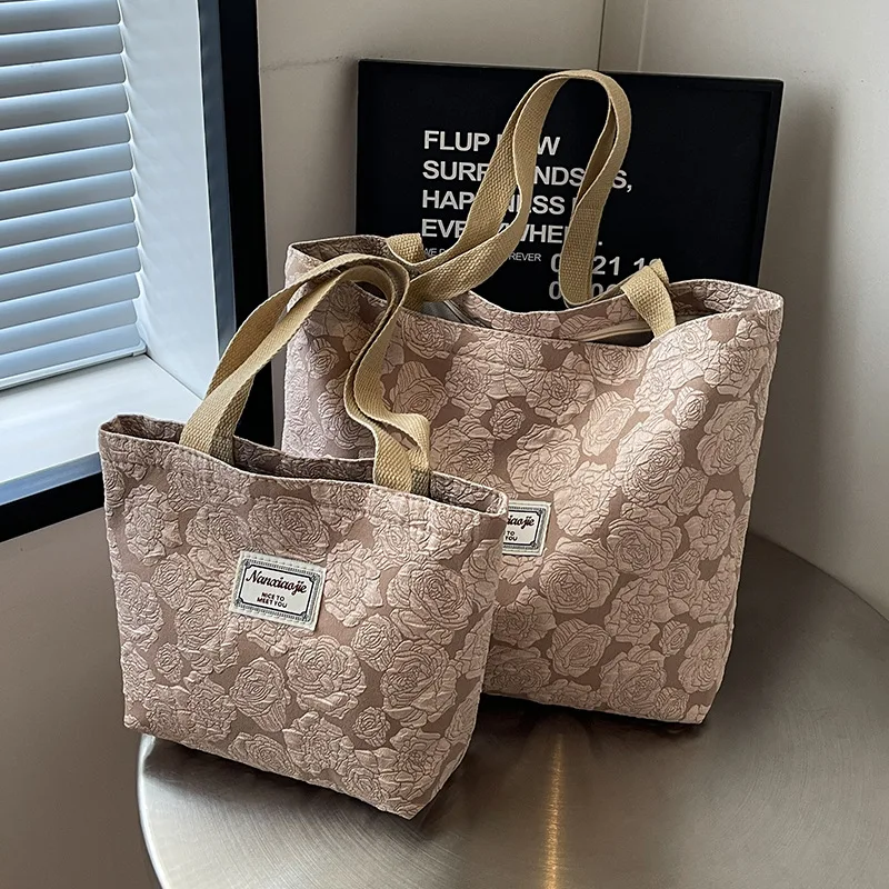 Korean Style Ins Niche Canvas Tote Bag For Women, Fashion Large Capacity Commuter Shoulder Bag For Female College Students