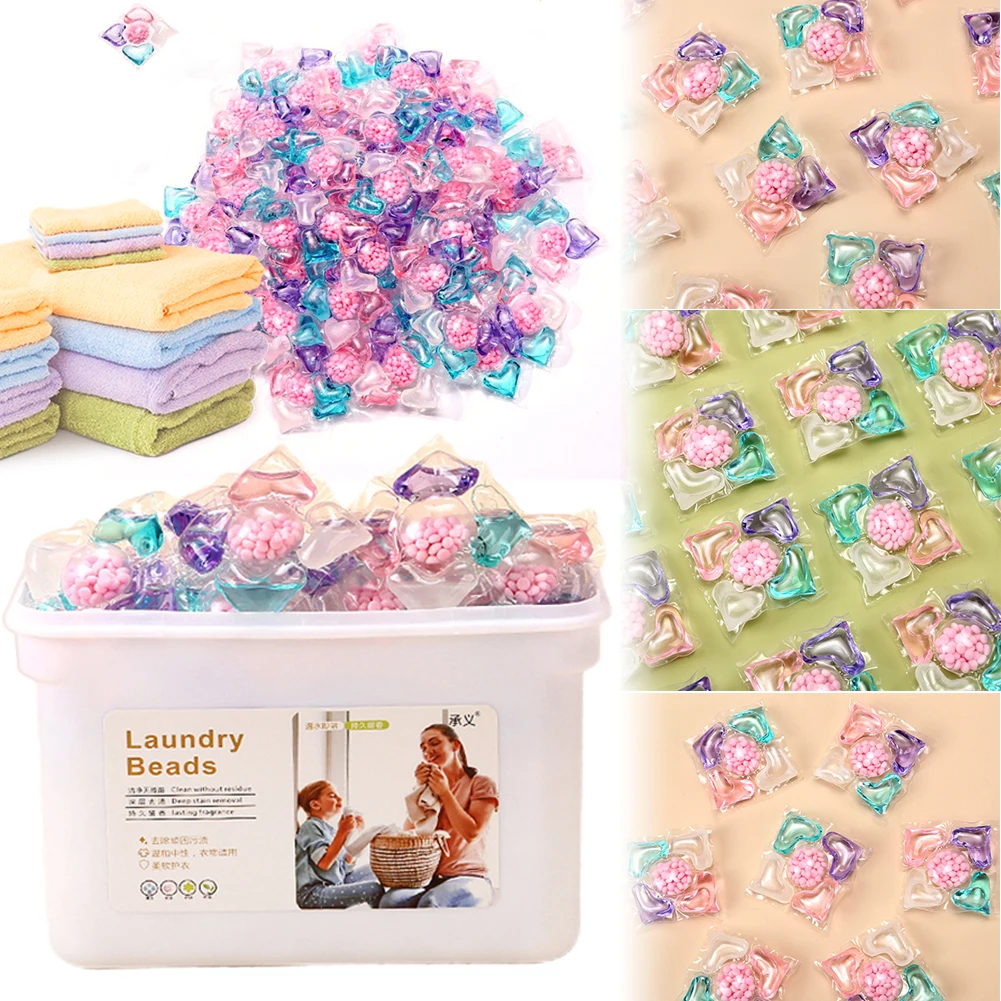 50Pcs Laundry Detergent Soap Box 5 in 1 Multi-purpose Strong Detergent Laundry Aroma Liquid Capsule Ball for Home Dormitory