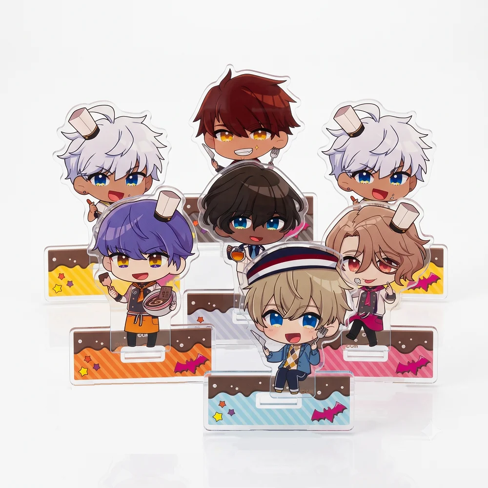 Anime Obey Me Acrylic Stand Figure Lucifer Mammon Leviathan Chibi Cafe Chef Model Desk Plate Decor Gift Keychain