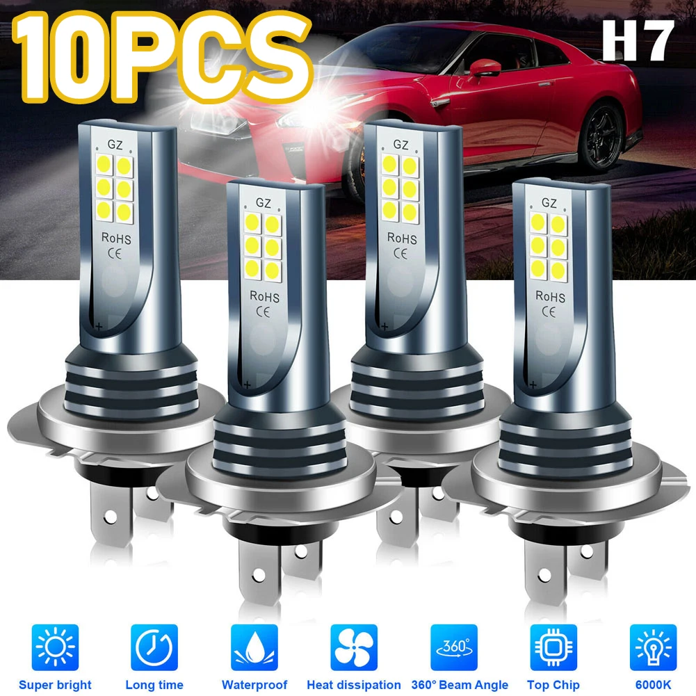 H7 LED Headlight Bulb 12V 24V Automobile Fog Lamp Super Bright High Low Beam Driving Light DRL 30000LM 6000K White Auto Lighting