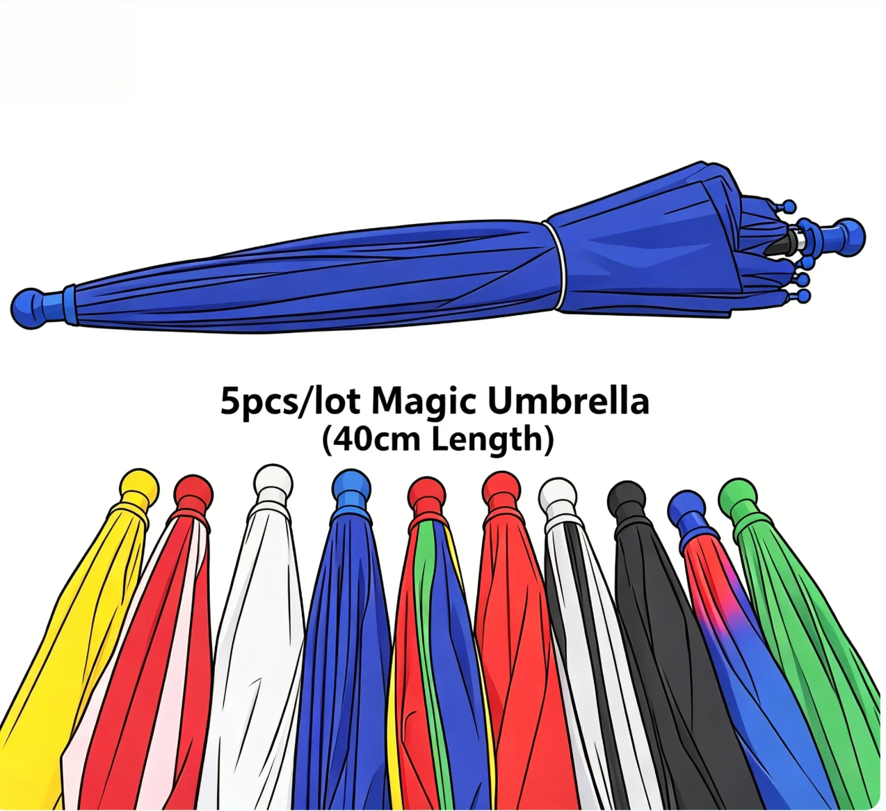 

5pcs/lot Magic Umbrella (40cm Length) Parasol Magic Tricks Stage Close Up Magia Illusion Gimmick Props Magician Accessories