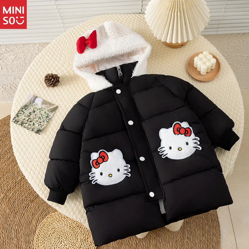 

Miniso Girls Cat Winter Coat, Cute Cartoon Fleece-Lined Thick Puffer Jacket, 2025 Cozy Kids Parka