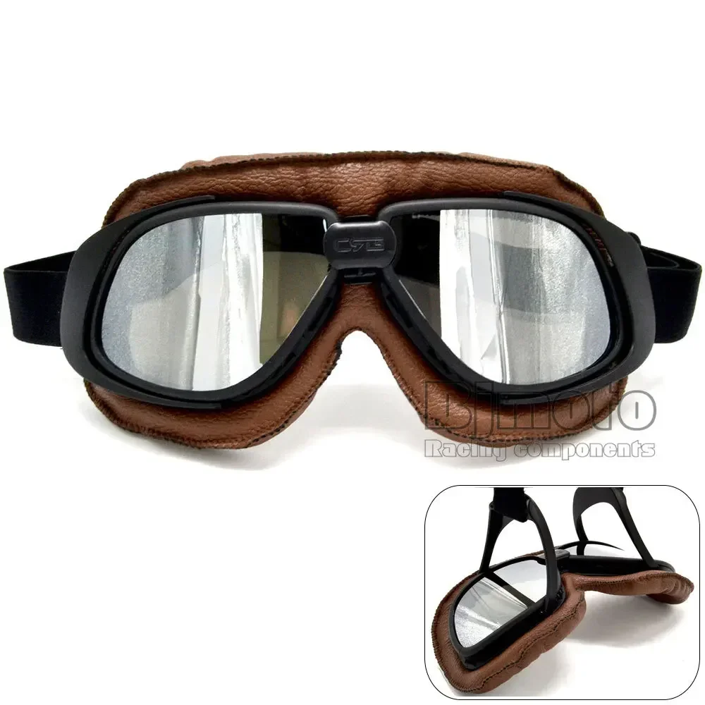 

BJMOTO Scooter Goggles Motorcycle Glasses Motocross Googgles Helmet Pilot Retro Motorbike Googgle Offroad Eyewear ATV