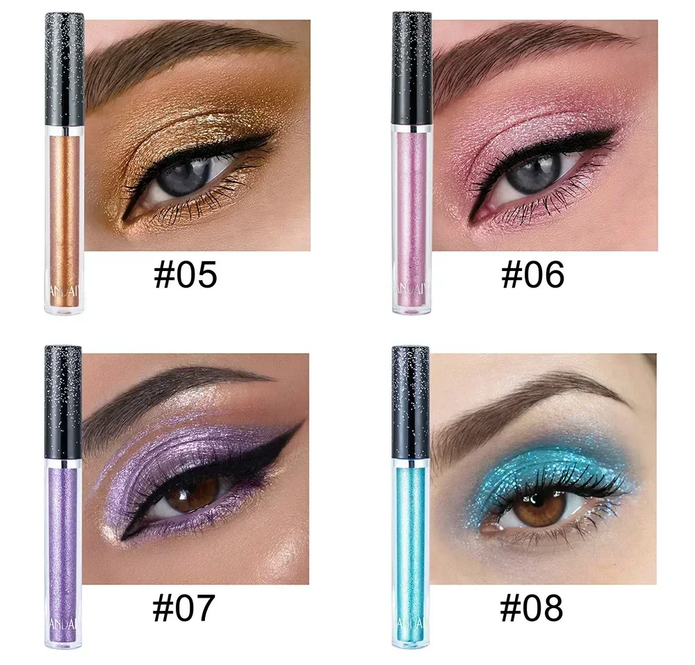 Sombra de ojos coreana, brillo, lentejuelas brillantes, resistente al agua, resaltador de brillo líquido, delineador de ojos, lápiz, maquillaje cosmético para fiesta