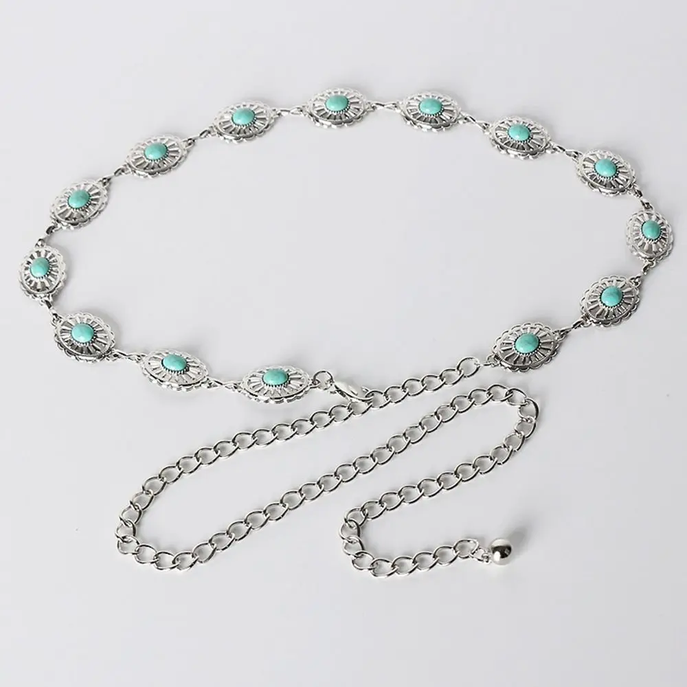 

Simple Retro Y2K Punk Style Turquoise Beach Body Chain Women Belts Bohemian Belts Metal Belt Women Waist Chain Ethnic Style