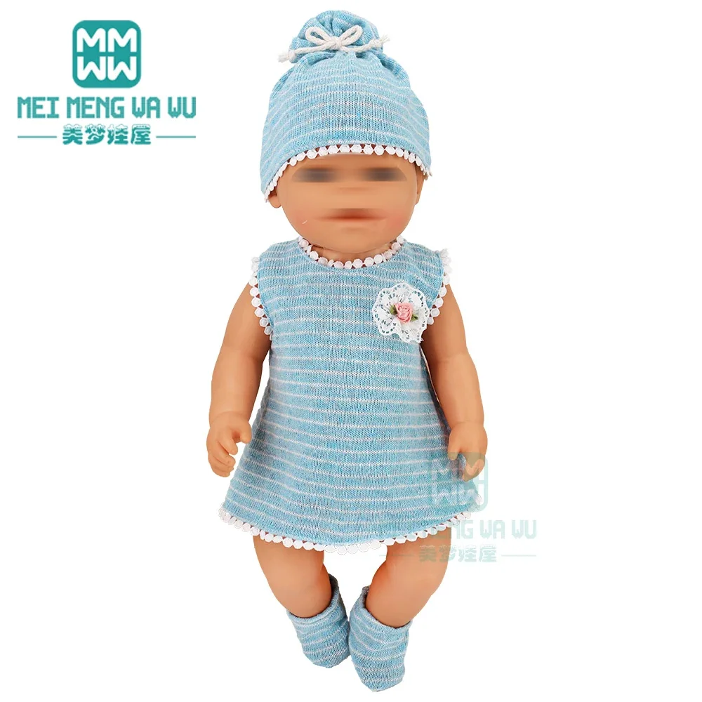 Clothes for doll fit 43 cm new born doll accessories baby onesies, hats, socks