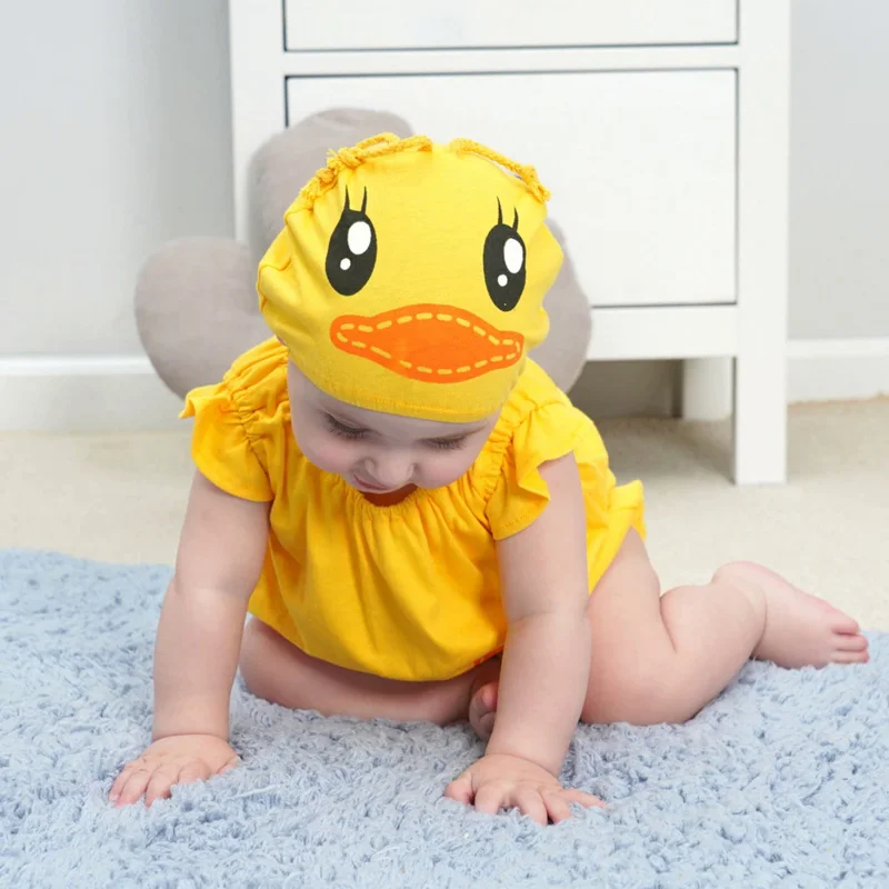 Baby Boys Yellow Duck Costume Cosplay Rompers Jumpsuit for Infant Toddler Short Summer Halloween Birthday Party Fancy Dress