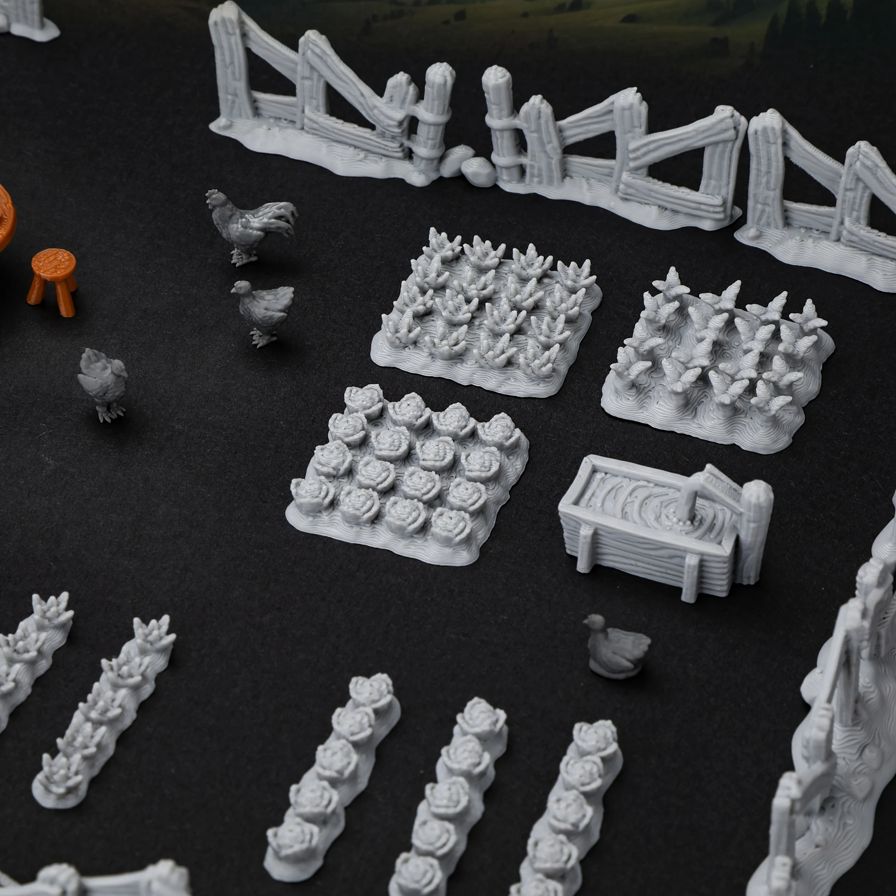 Conjunto de Miniaturas de Terreno para RPG, Cercas, Culturas, Gado e Áreas de Descanso, Essencial para Criação de Terreno em Jogos de RPG