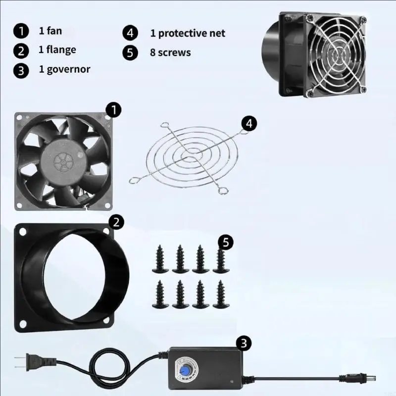 DC12V Exhaust Fan With Speed Control For 3D Printer Engraver Welding Fume Extraction 75mm 100mm 125mm 150mm Option 896C view 4