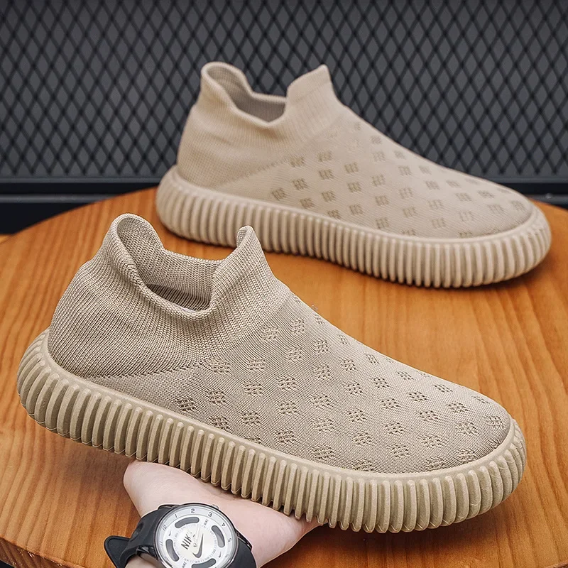 Men's Summer New Fly Woven Mesh Breathable Casual Shoes, Lightweight and Non Slip Sports Shoes, Fashionable and Lazy Shoes