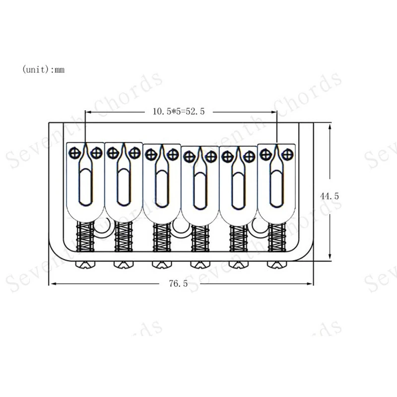 1Set 6 Strings Gold Silver Electric Guitar Bridge Top Load Saddle Hardtail 76MM Musical Instrument Accessories Parts