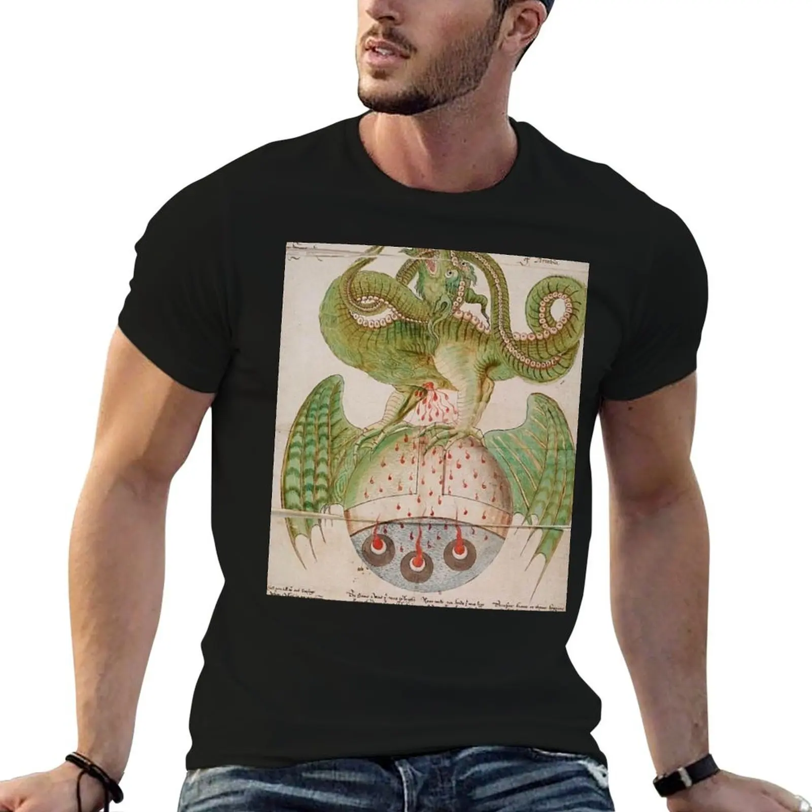 

Voynich Dragon T-Shirt t shirts for man cotton funny black cotton t-shirt plain for man package T-Shirt