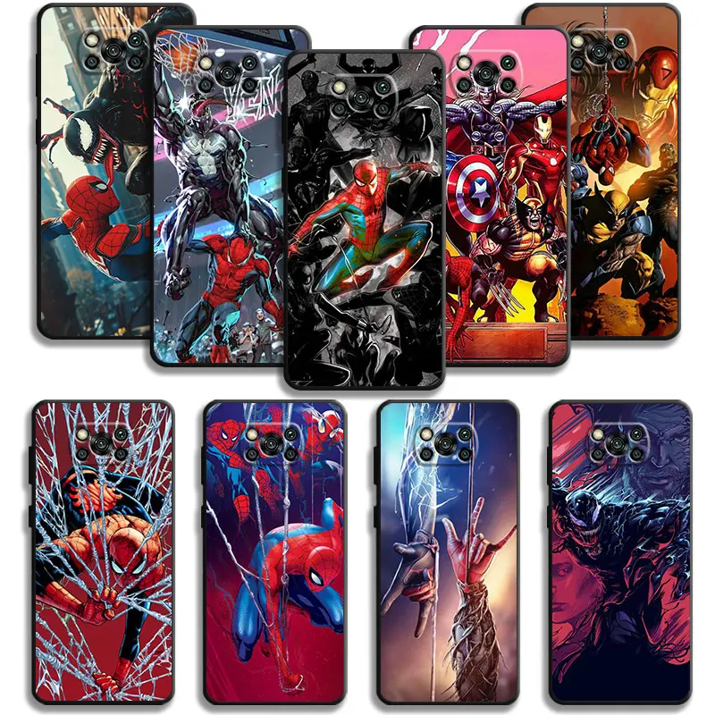 Чехол для телефона Xiaomi Poco X3 NFC F5 Mi 11T для Huawei P30 P40 для Honor X8a X8 90 для Pixel 7 Pro Marvel Spider Man VS Venom