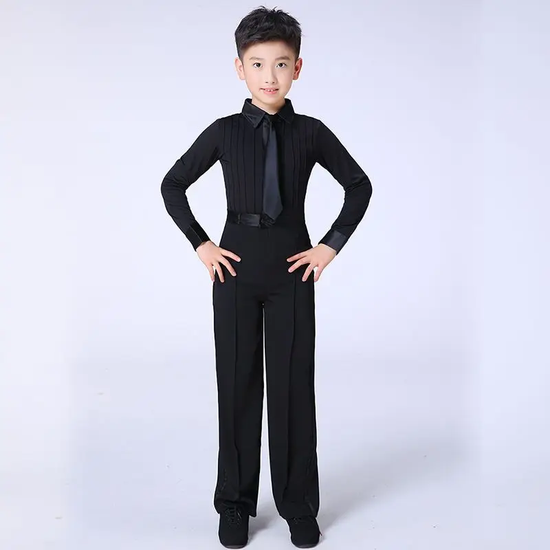 ballroom boy Latin dancing tango desigual competition suit children\'s professional dance wear boy salsa shirt + pants