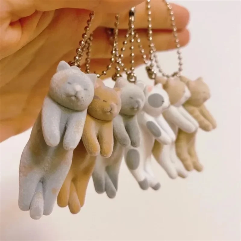 QUALIA Capsule Doll Gashapon Toy Flocking Cats Cute Kitty Pendant Figurines Collection Bag Purses Decoration Kids Girls Gifts