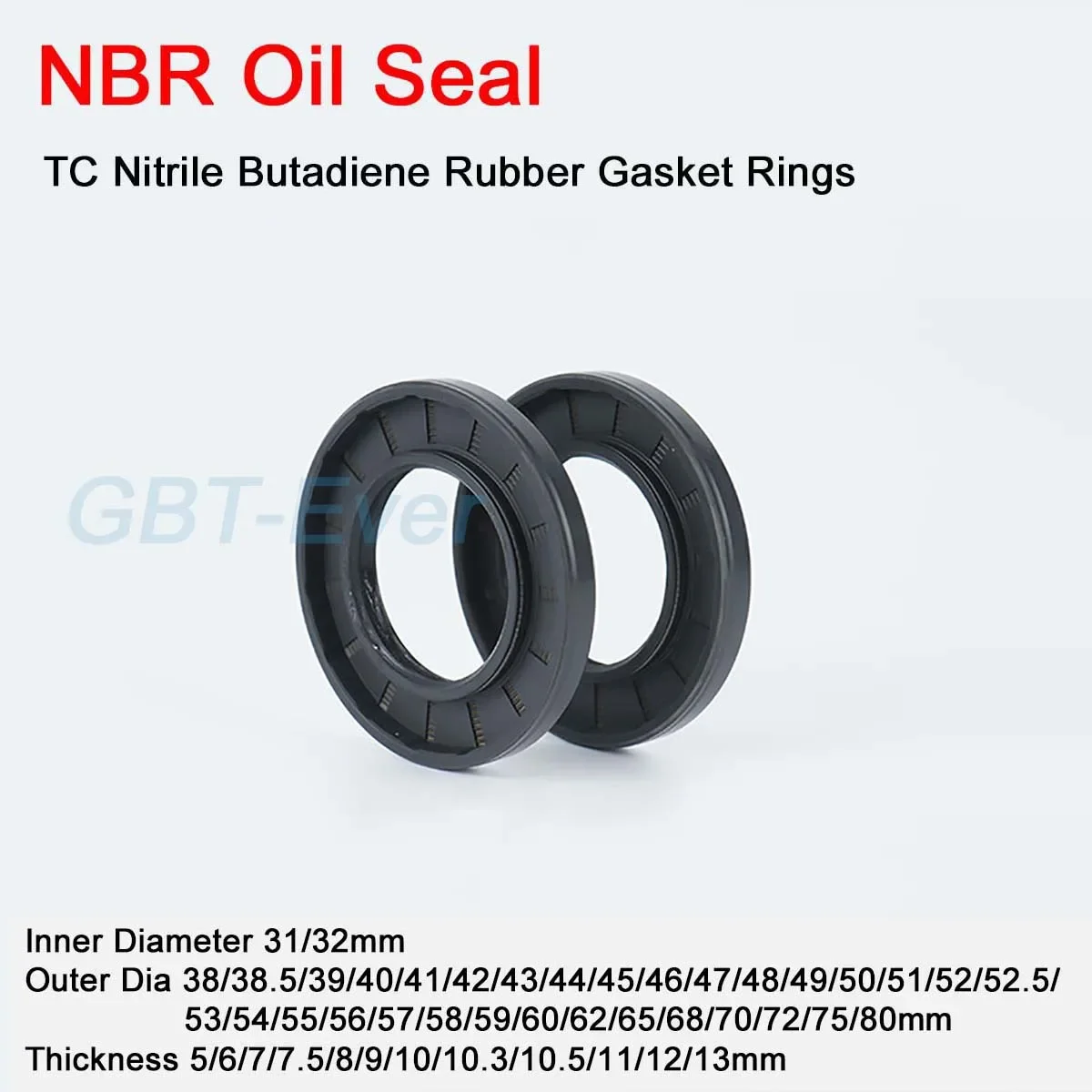 NBR Framework Oil Seal ID 31/32mm TC Nitrile Butadiene Rubber Gasket Rings Cover Double Lip with Spring OD 38-80mm THK 3-13mm
