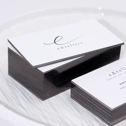 Luxury Custom LOGO Printing Business Cards with Black Gold Foiled Edge Die Cut Paper Thank You Card for Small Business