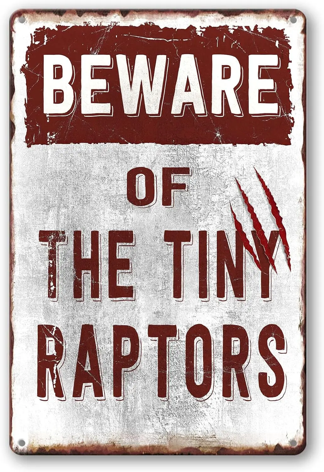 Chicken Signs, Funny Chicken Coop Sign Beware of The Tiny Raptors Metal Tin Sign Chicken Coop Accessories Outdoor Chicken Farm S