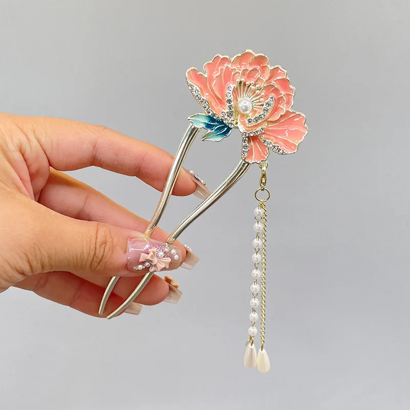 

Delicate antique hairpin, magnolia hairpin, fringed hair accessories, headgear, high-end u-shaped hairpin, hair accessories.