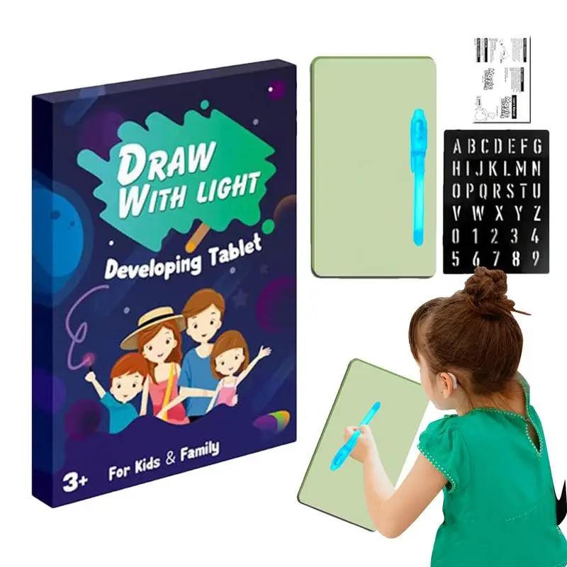 Tavolo da disegno con blocco luminoso a LED per bambini Tavolo da disegno riutilizzabile per bambini Giocattoli educativi per l'apprendimento portatile Tavolo da disegno a LED per bambini