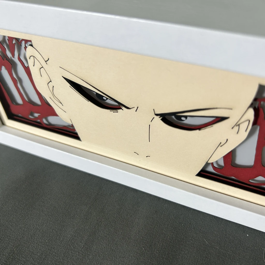 Caja de luz Led de Anime One Punch Man Saitama para decoración de dormitorio, caja de sombra de corte de papel, regalo de cumpleaños, lámpara de noche de cabecera