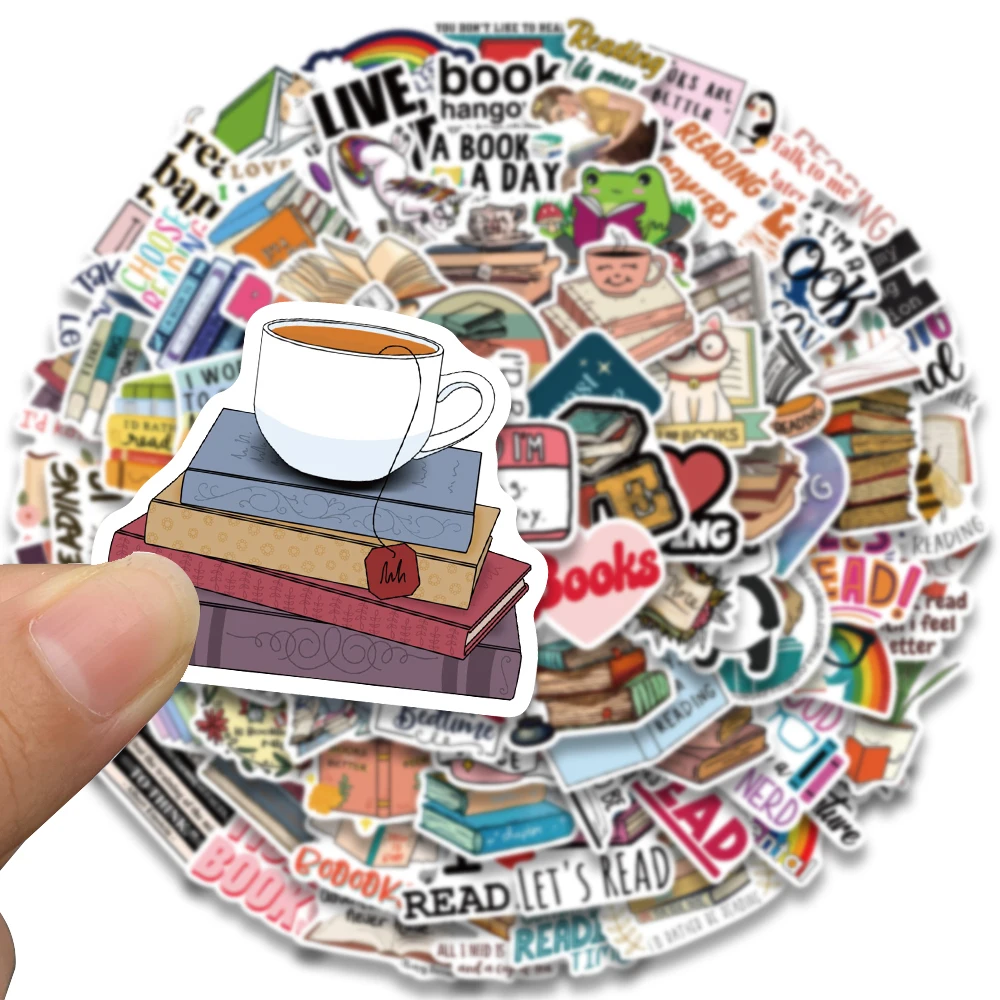 10/50/100pcs/pack Cartoon Book Reading Literary Graffiti Stickers For Scrapbook Laptop Skateboard Luggage Phone Stickers Kid Toy