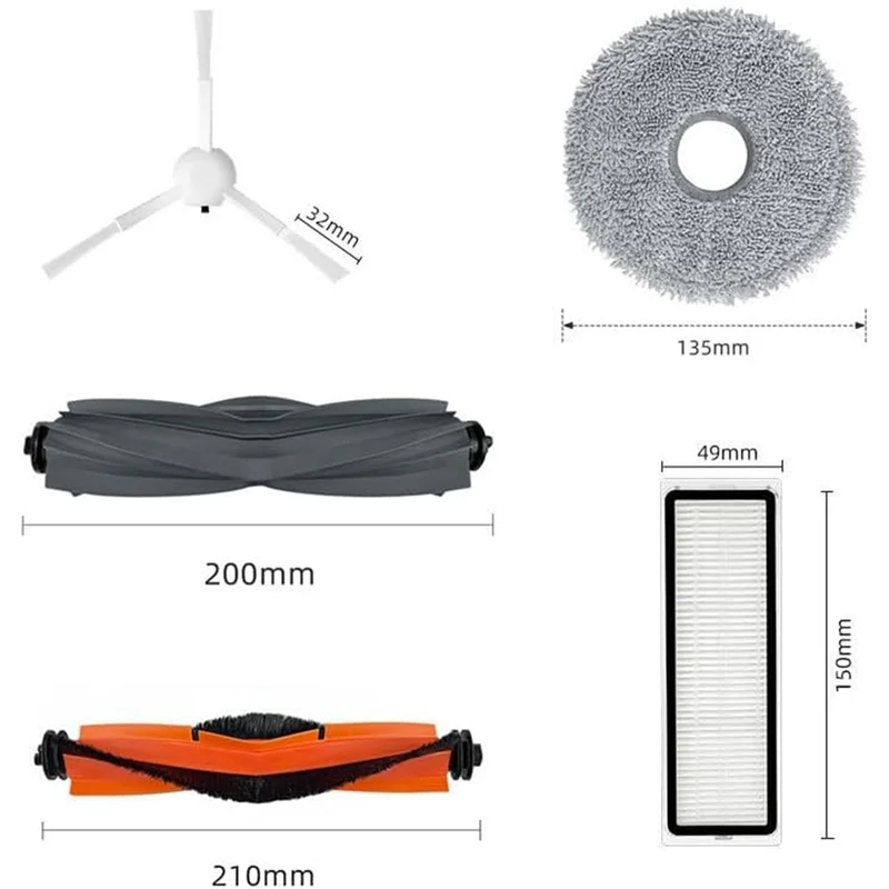 EQAZ-Accessoires Kit voor Dreame X10 S10 Plus L10S Ultra W10S Pro Stofzuiger Vervangende Onderdelen Hoofdzijborstel Filter Mops