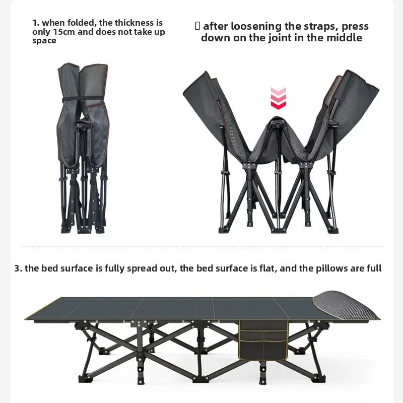

Легкая и портативная раскладная кровать, кровать для офисного отдыха, складное кресло для отдыха на открытом воздухе, односпальная кровать, ткань Оксфорд, толстая стальная труба