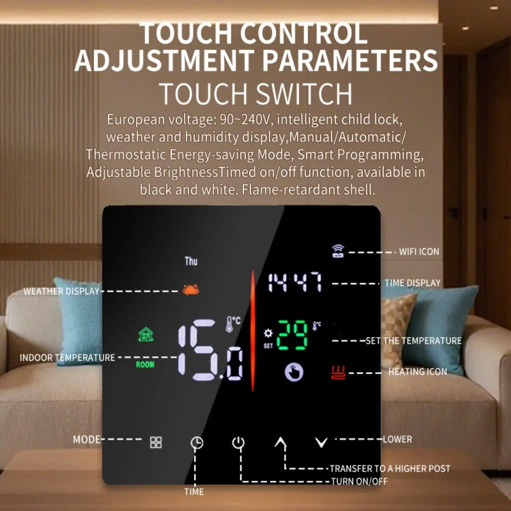 AC90~240V EAST1 Tuya Smart WIFI Underfloor Heating Thermostat Water Heating/Wall-Mounted Gas Boiler Temperature Controller 1PC
