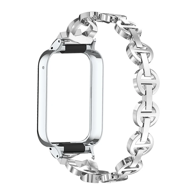 สายคล้องคอสําหรับ Xiao mi mi Band 9 Pro เพชรสําหรับ xiaomi smart band 9 pro โลหะสร้อยข้อมือฝาครอบป้องกัน