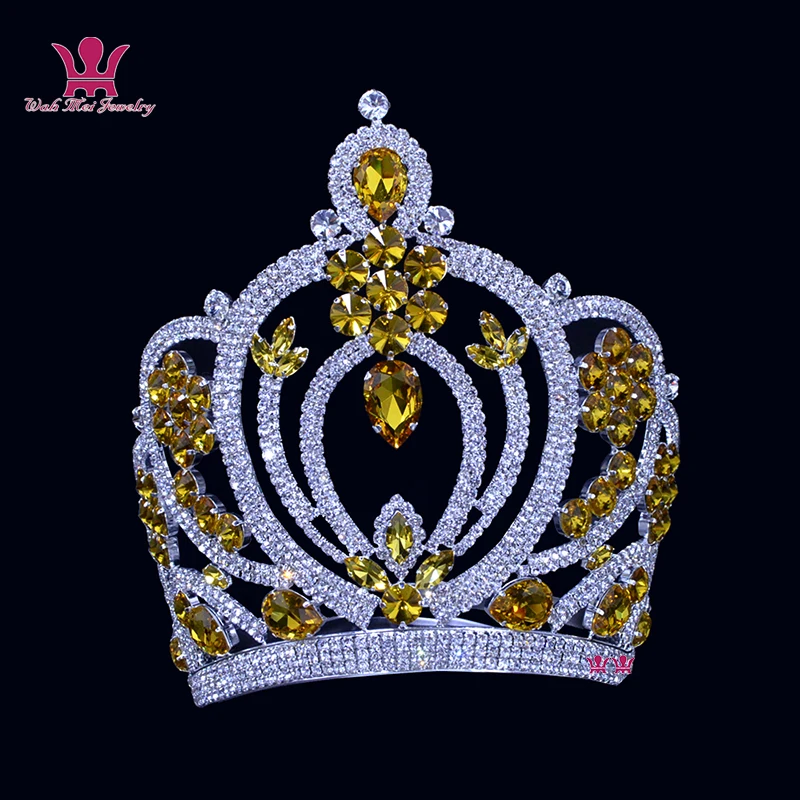 

Mo275 Large Size Pageant Crown Rhinestone Crystal Tiaras and Crowns Bride Wedding Hair Jewelry Big Headdress For Women