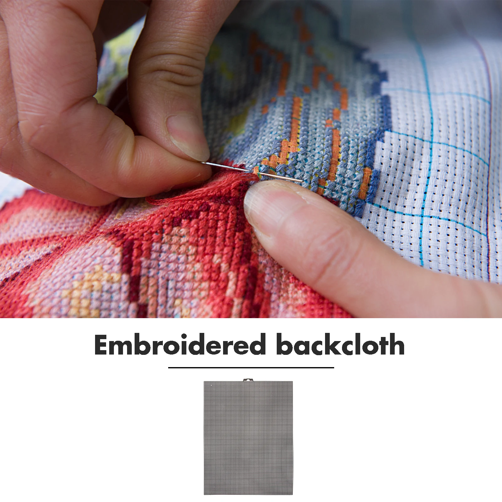 

2Pcs Cross Stitch Embroidery Fabric 90x70 Grids White Mesh Plastic Hoop Portable Gridding Cloth Durable Decorative