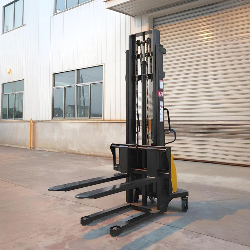 Customized European Style 1Ton 3m Semi Electric Pallet Truck With Manual Container Stacker For Restaurant Industries