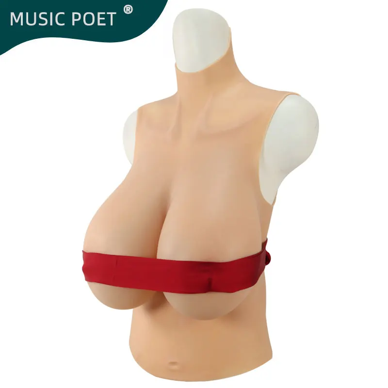 MUSIC POET Realistic Silicone Breast Forms Crossdressing No Oil Huge Fake Boobs for Crossdressers Drag Queen Shemale