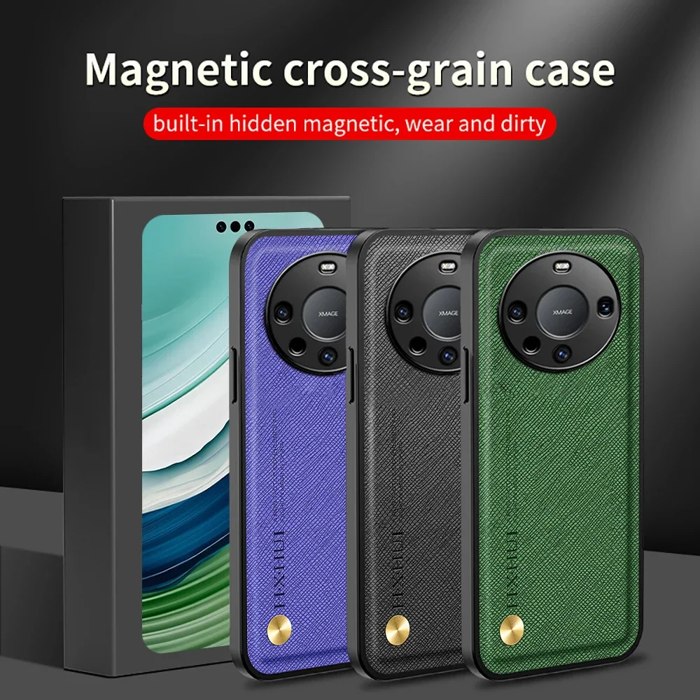 Leather Texture Phone Cover For Huawei Mate 60 Pro TPU Frame Camera Shockpoof Protect Fundas Case Hawei Huawey Hauwei Mate 60Pro