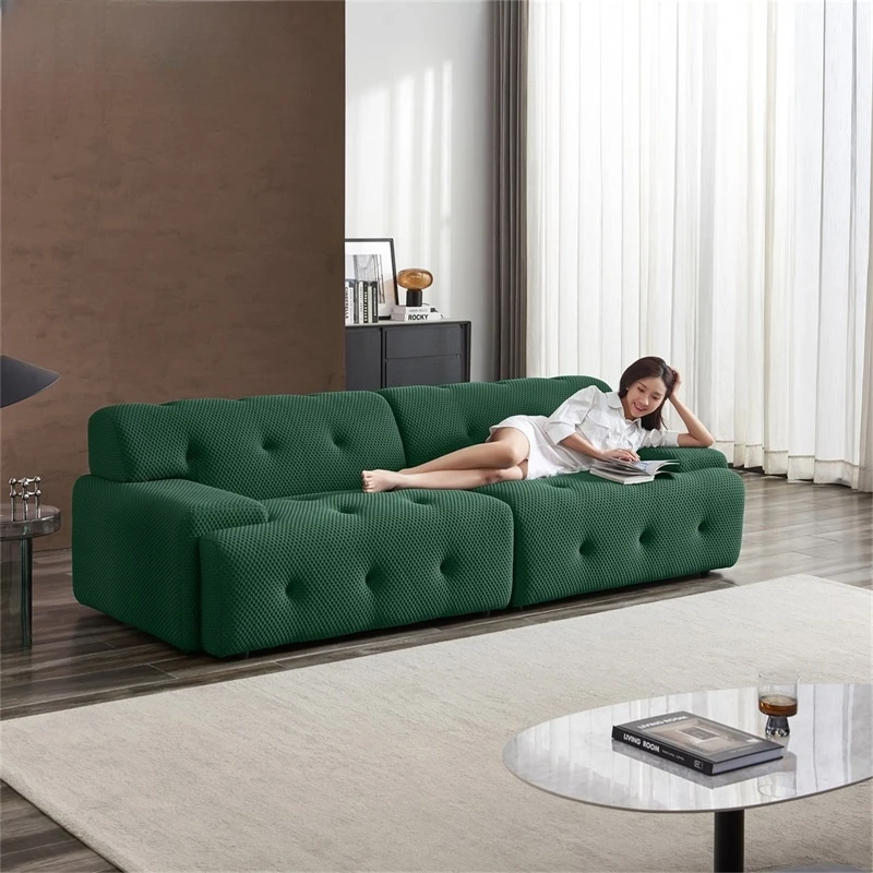 Square Green Gray Comfortable Button Fabric Sofa Sets Living Room Furniture Sofas For Home Luxury Tbs005