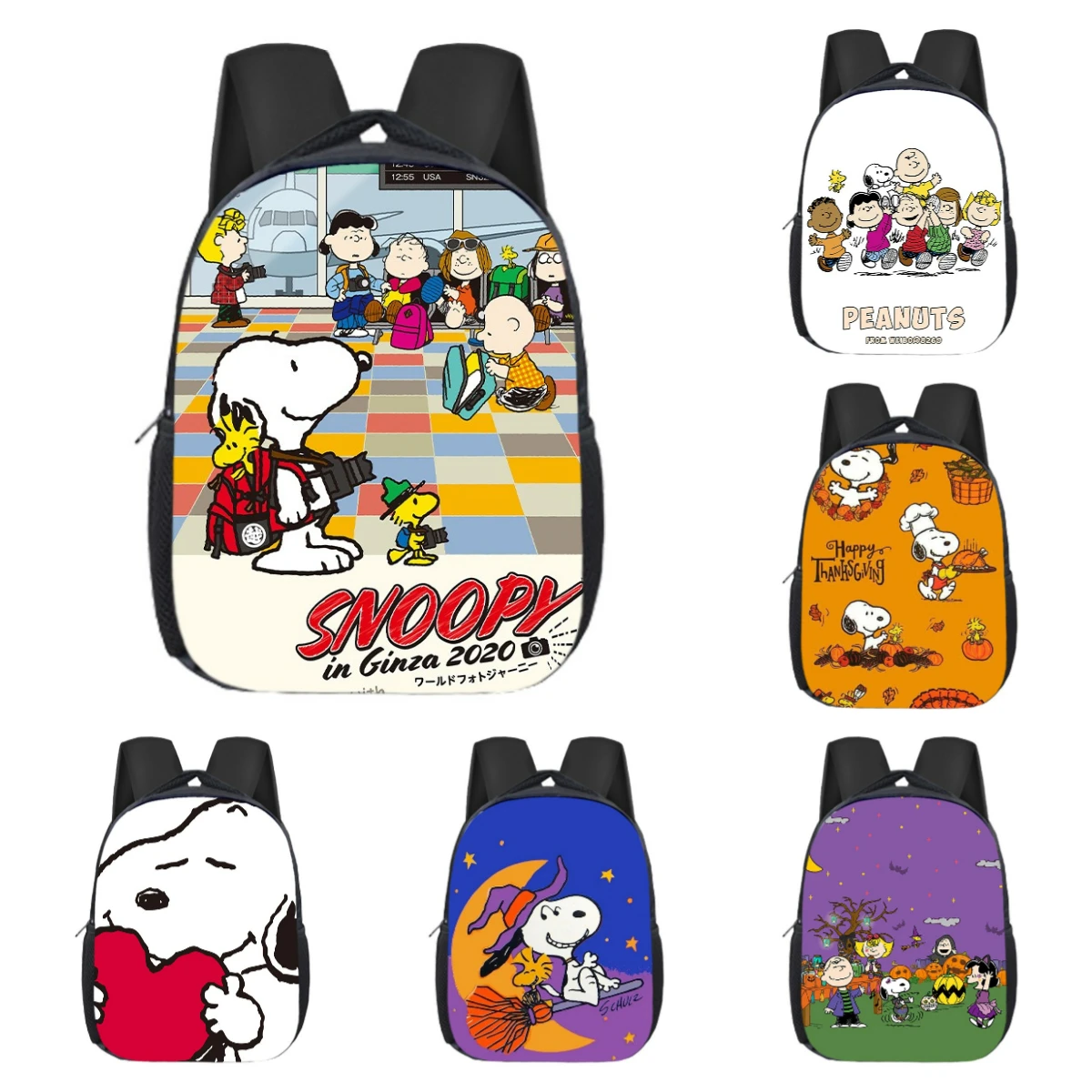 Mochila de Snoopy para niños, mochila escolar con variedad de patrones de dibujos animados, creativa, de gran capacidad, para estudiantes, novedad