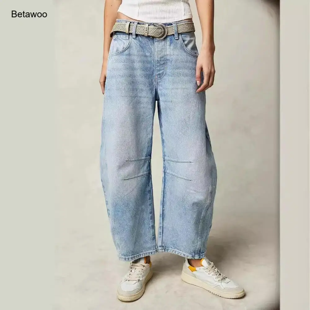 

Vintage High-Waist Baggy Jeans Women's Distressed Wide Leg Loose Fit Denim Trousers