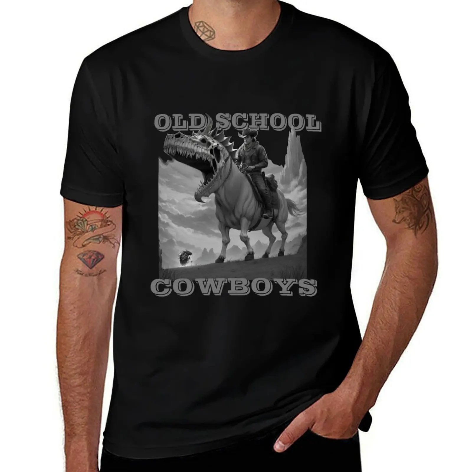 

Old School Cowboys T-Shirt man t shirt luxury t shirts cotton 100%